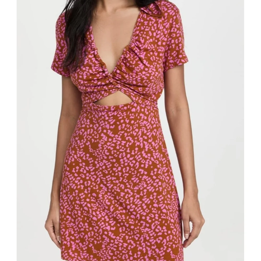 Free People Marsaille Mini Dress - Leopard Print Ruched Cutout - Size M - NWT